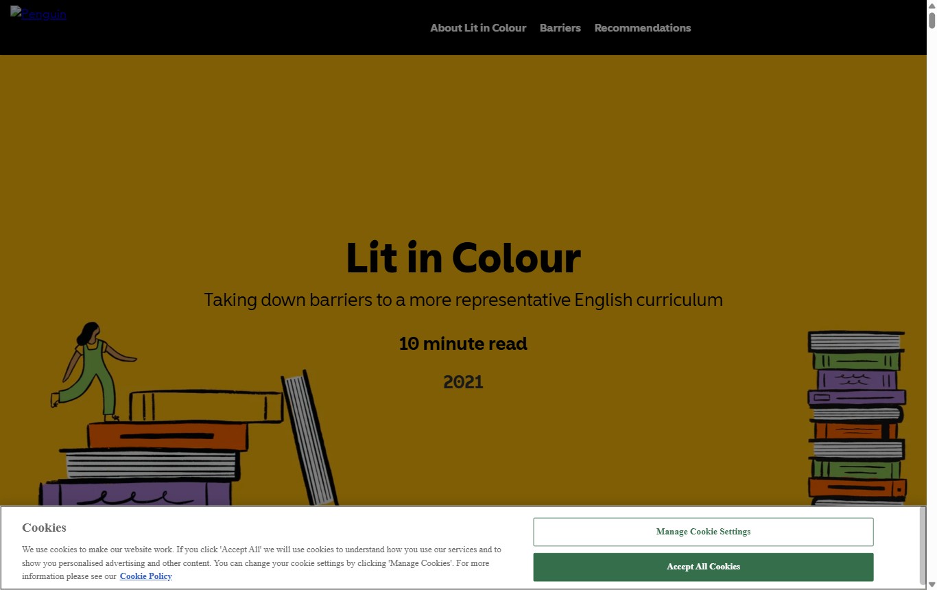 Desktop screenshot of Penguin's Lit in Colour microsite