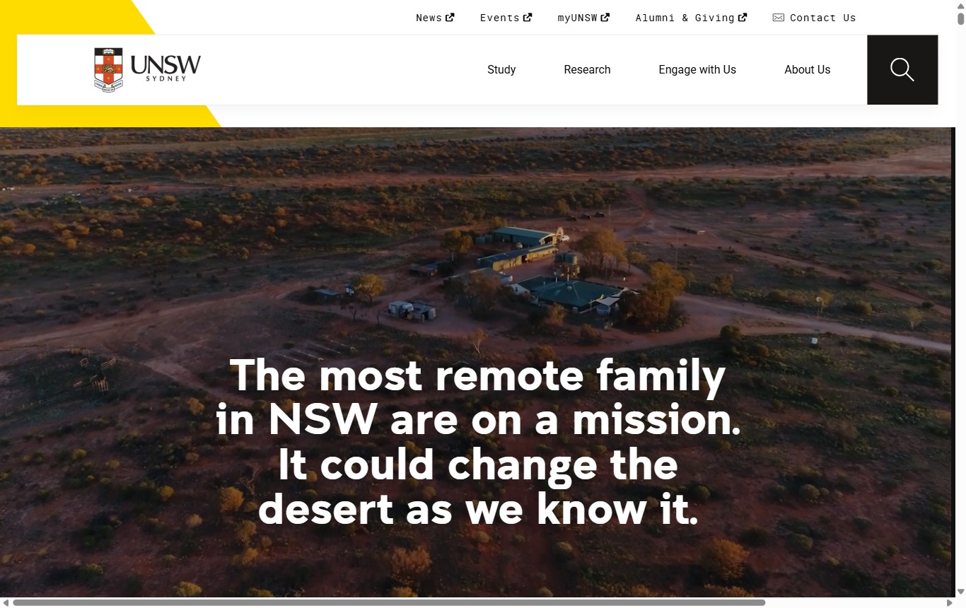 Desktop screenshot of the UNSW Newsroom desert feature