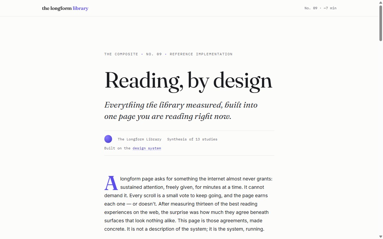 The Composite — a reference longform article built on the design system